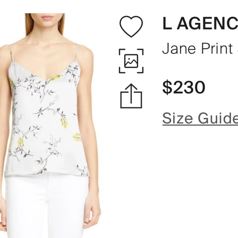 L’AGENCE Jane Silk Camisole S NWOT